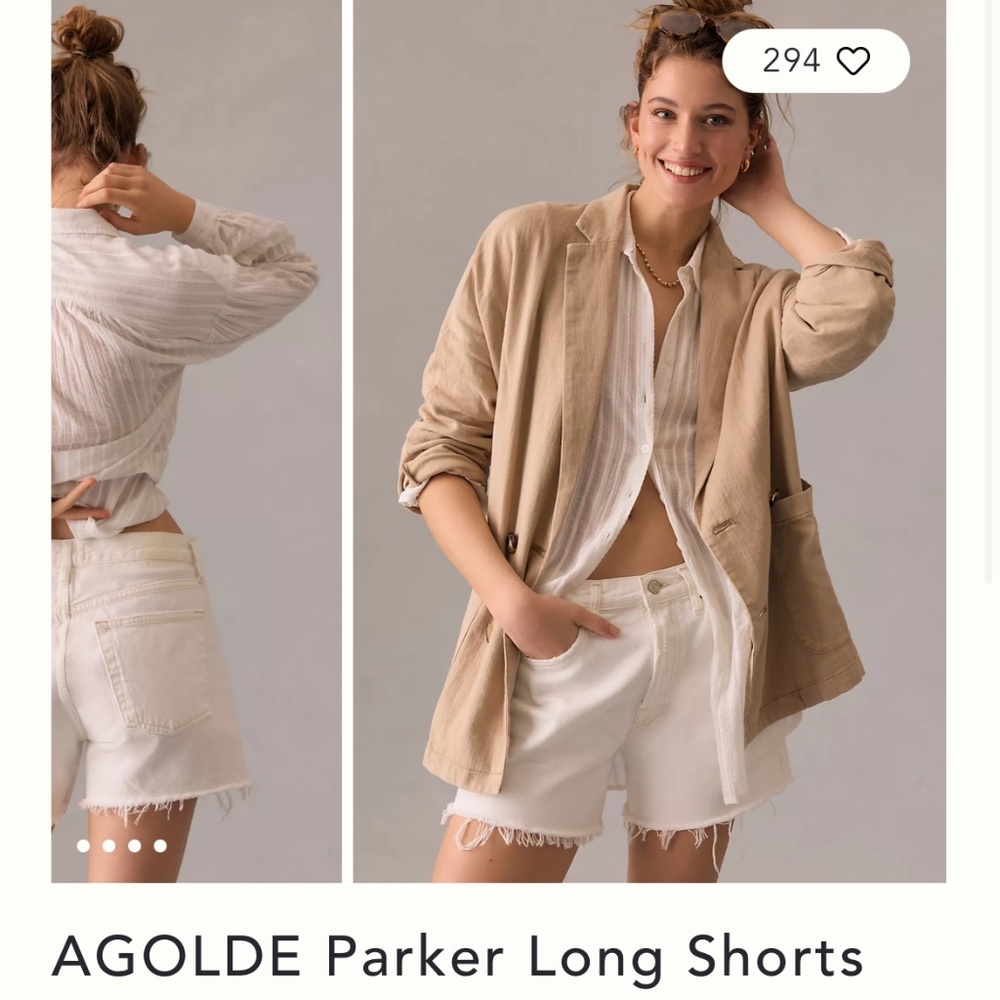 Agolde Parker Long Sorts in Panna Cotta